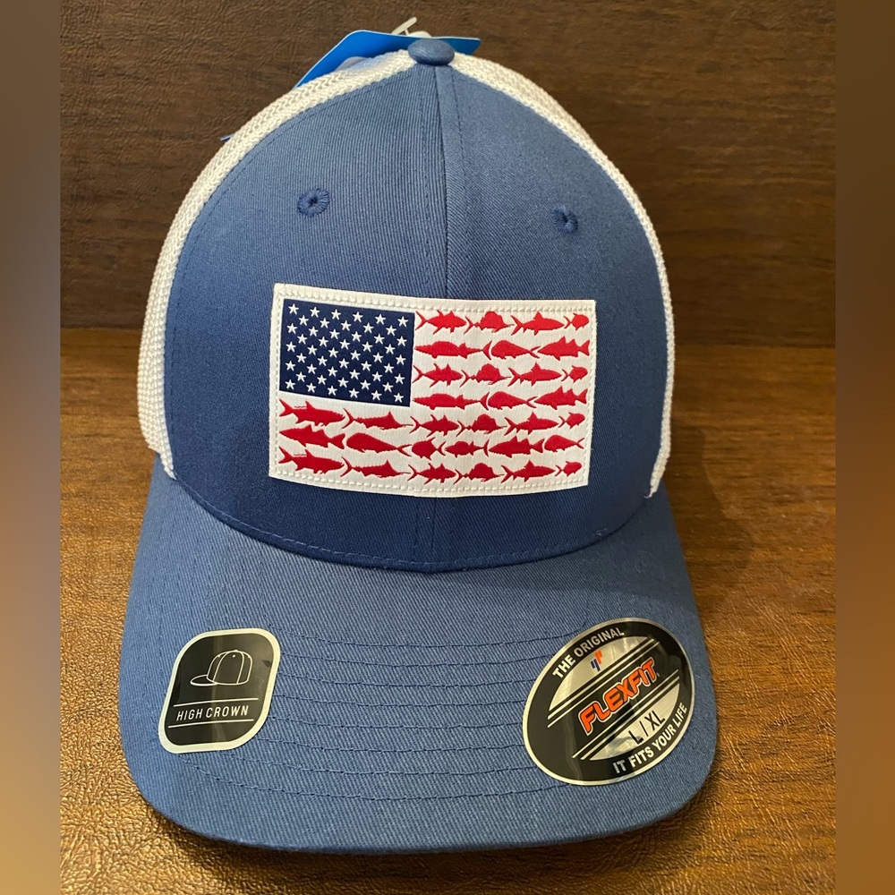 Columbia PFG Fish Flag Mesh Flex Fit Fitted Ball Cap Size L/XL - NWT